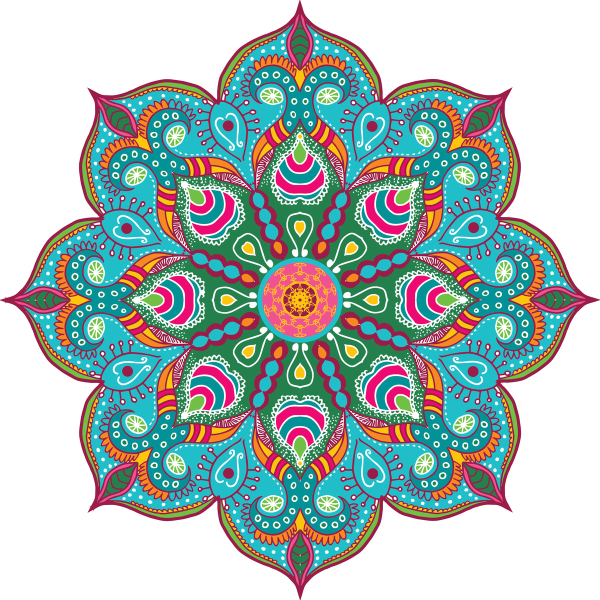 מדבקת קיר מנדלה במבצע קוטר 40 ס״מ- אפריקאית טורקיז