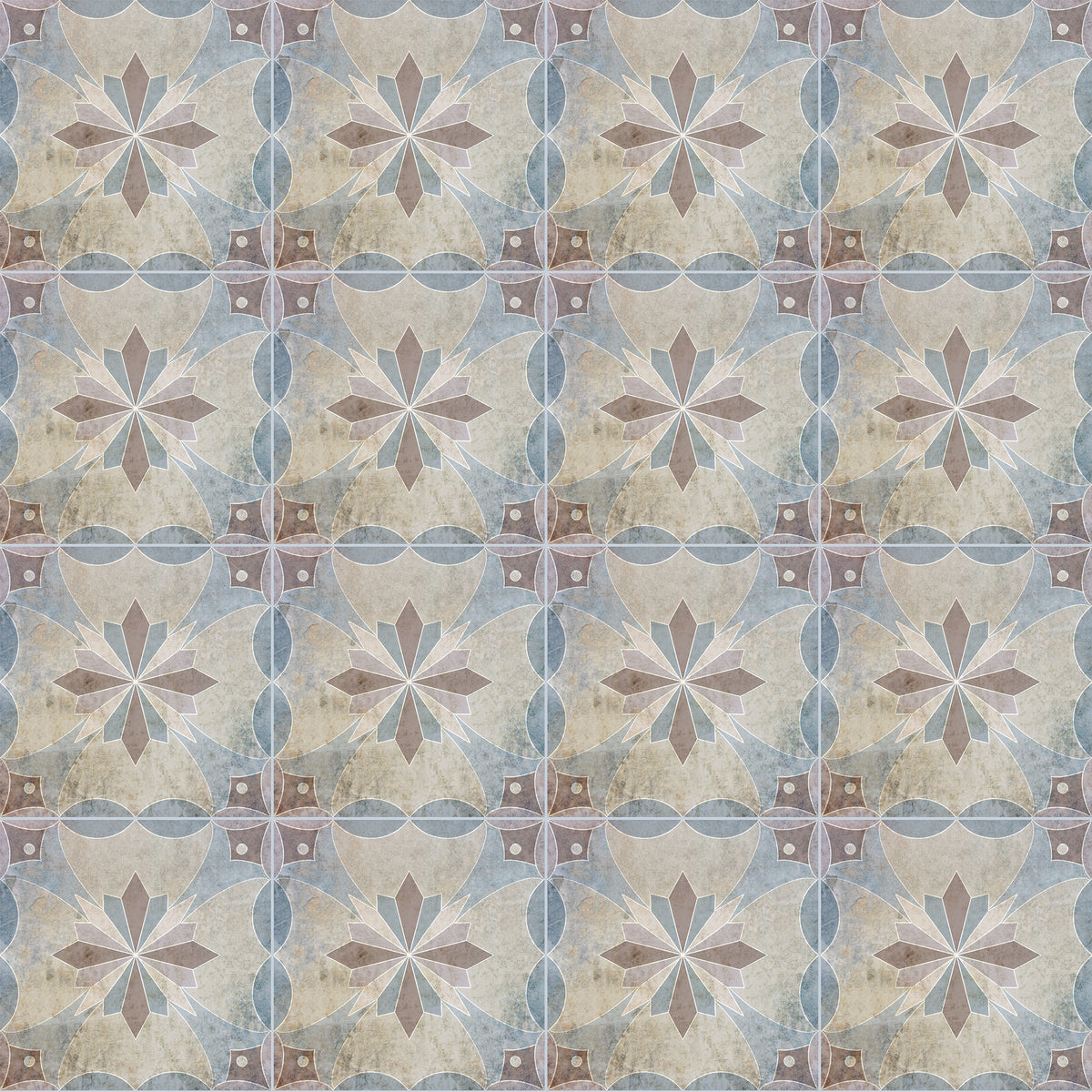 שטיח פיויסי אריחים וינטג׳- אבישג כחול אפור