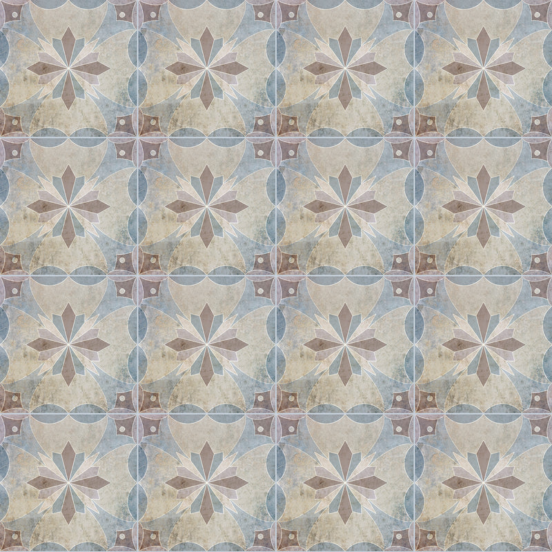 שטיח פיויסי אריחים וינטג׳- אבישג כחול אפור