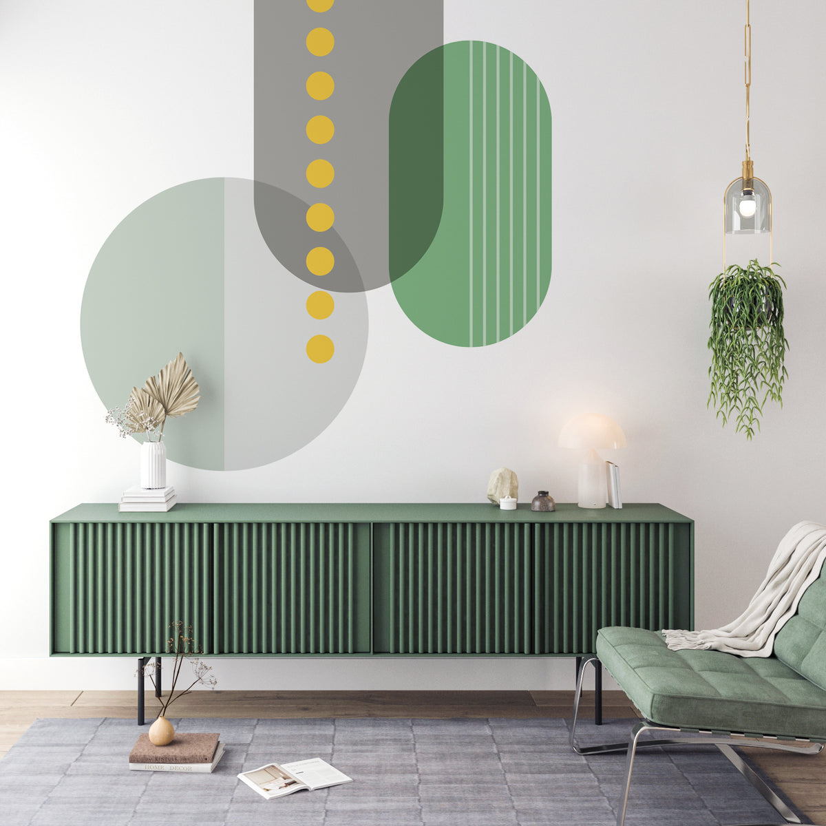 מדבקת קיר גיאומטרית גיא- ירוק