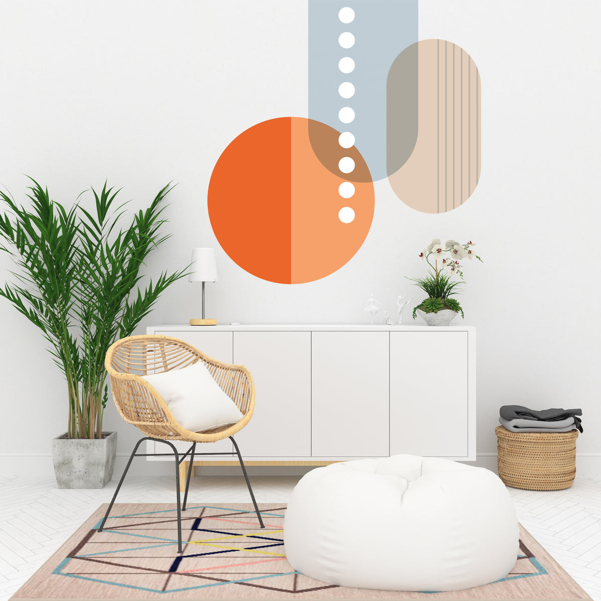 מדבקת קיר גיאומטרית גיא- כתום