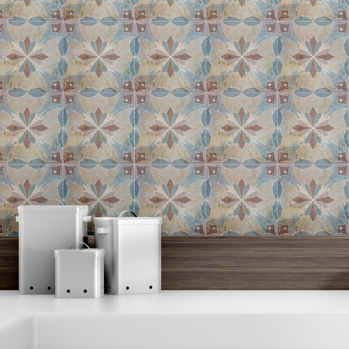 סט מדבקות אריח וינטג׳- אבישג כחול