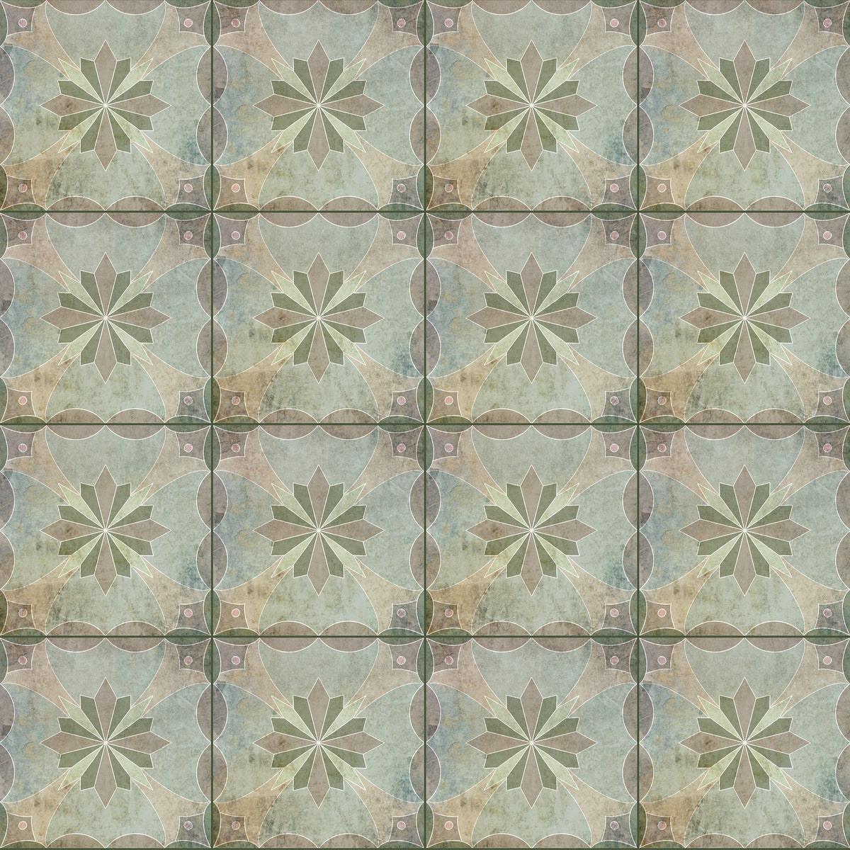 שטיח פיויסי אריחים וינטג׳- אבישג ירוק