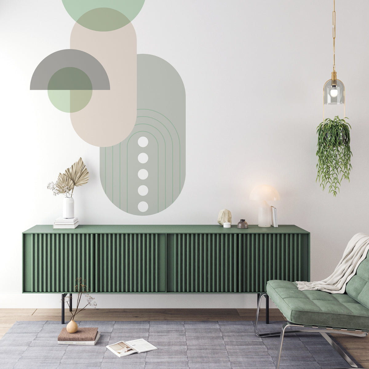 מדבקת קיר גיאומטרית סקנדינבית עומר- אפור פסטל