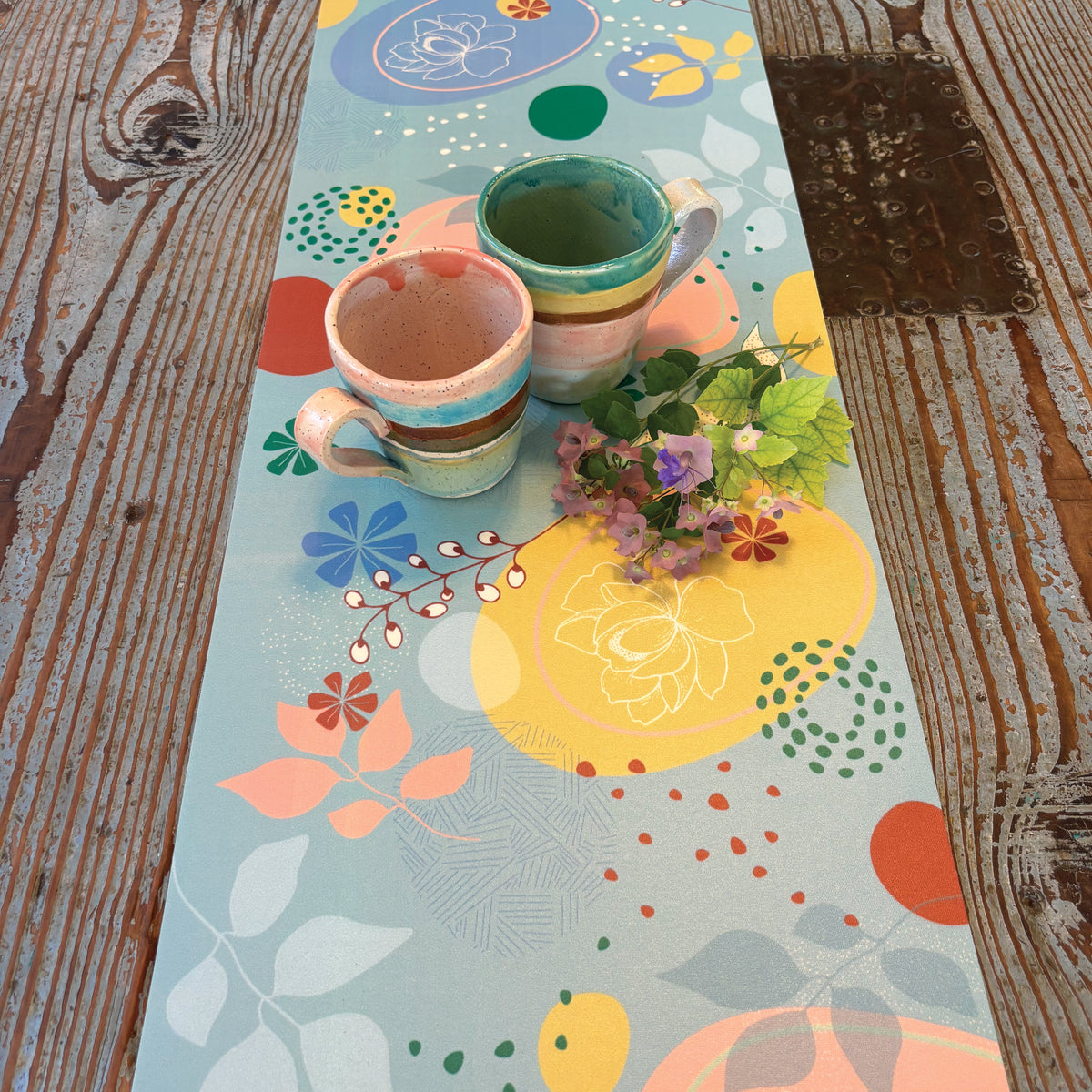 ראנר פיויסי שולחני- פרחי אלונה טורקיז