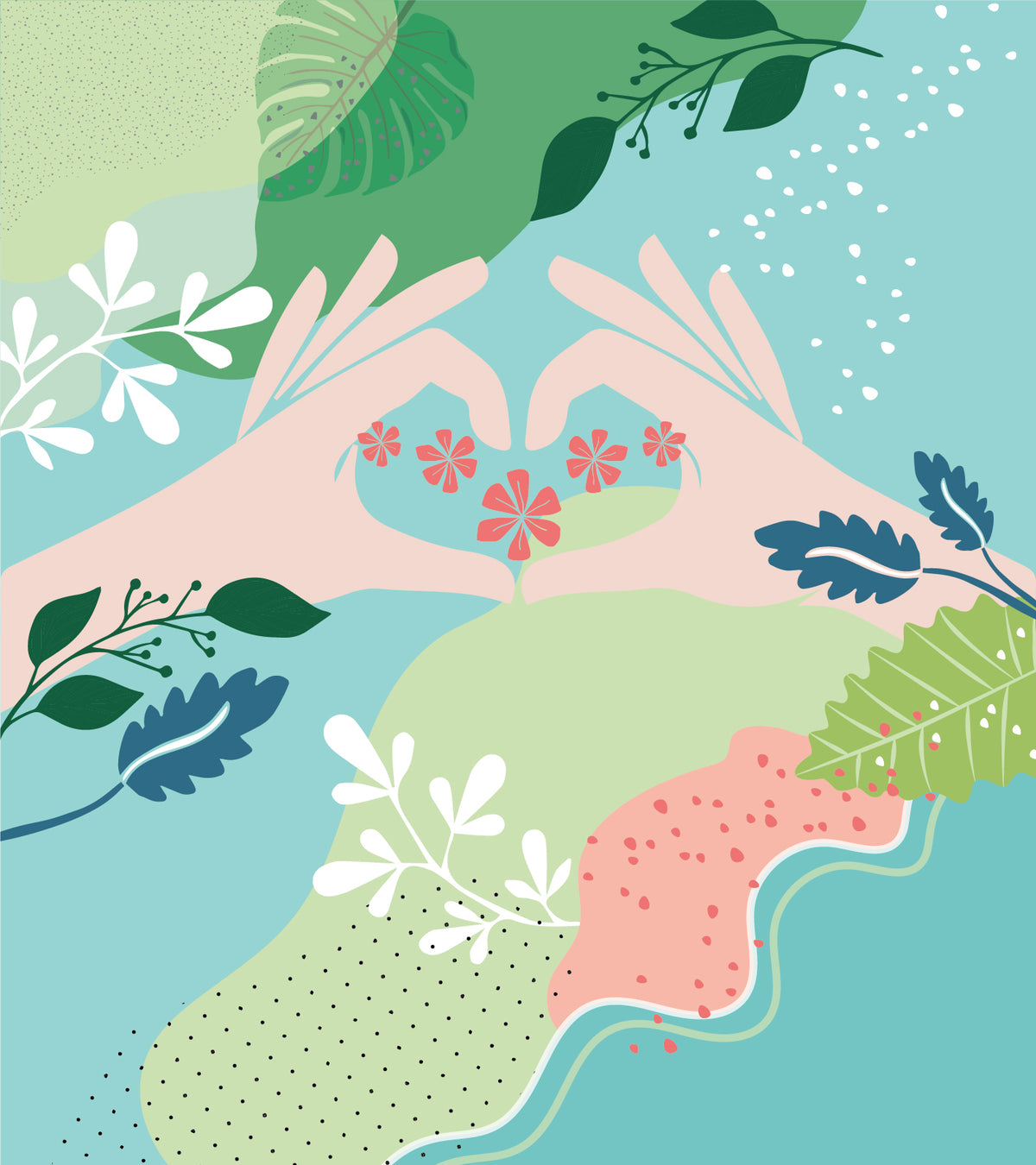 טפט קיר לבית ספר עם לב ידיים