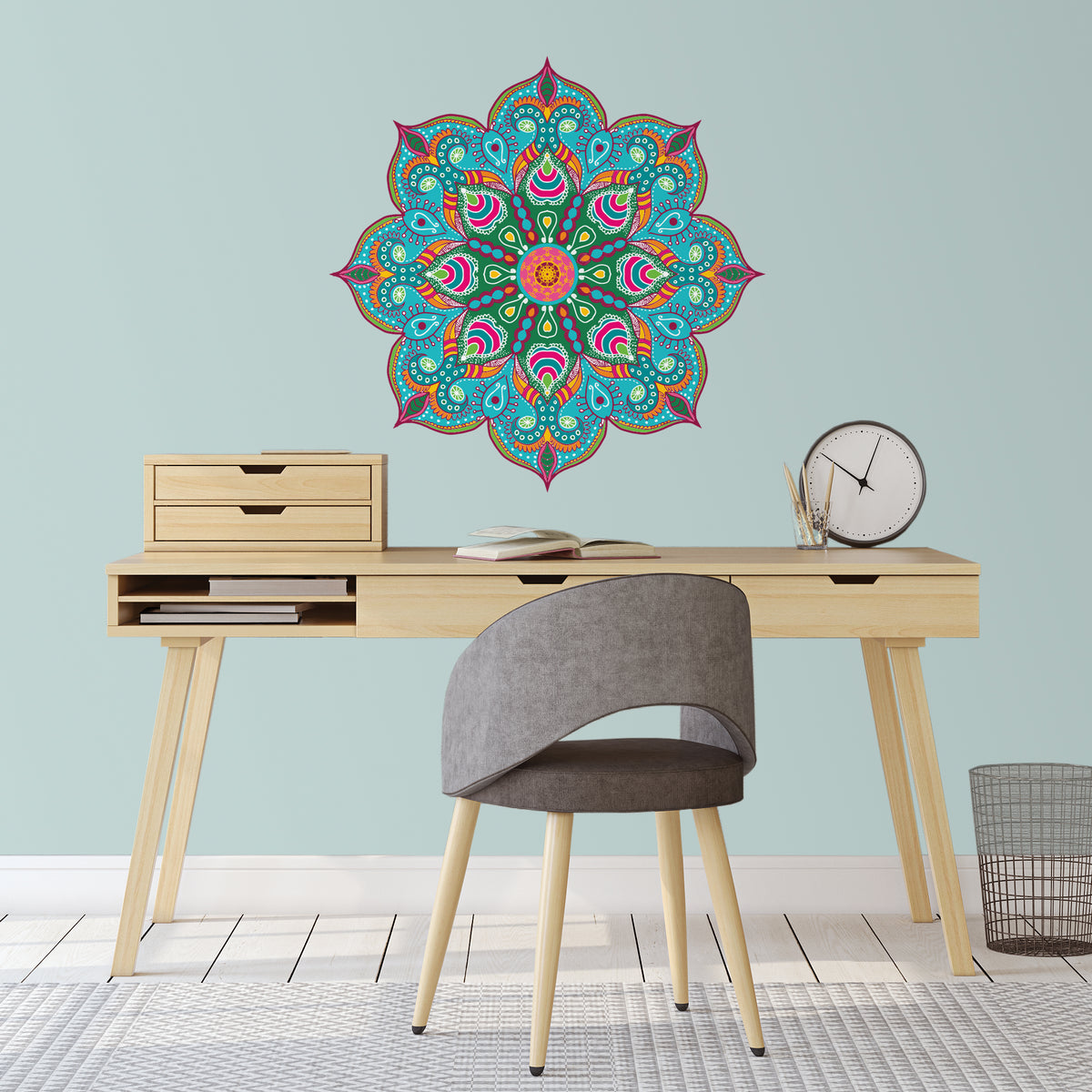 מדבקת קיר מנדלה במבצע גודל 40 ס״מ- אפריקאית טורקיז