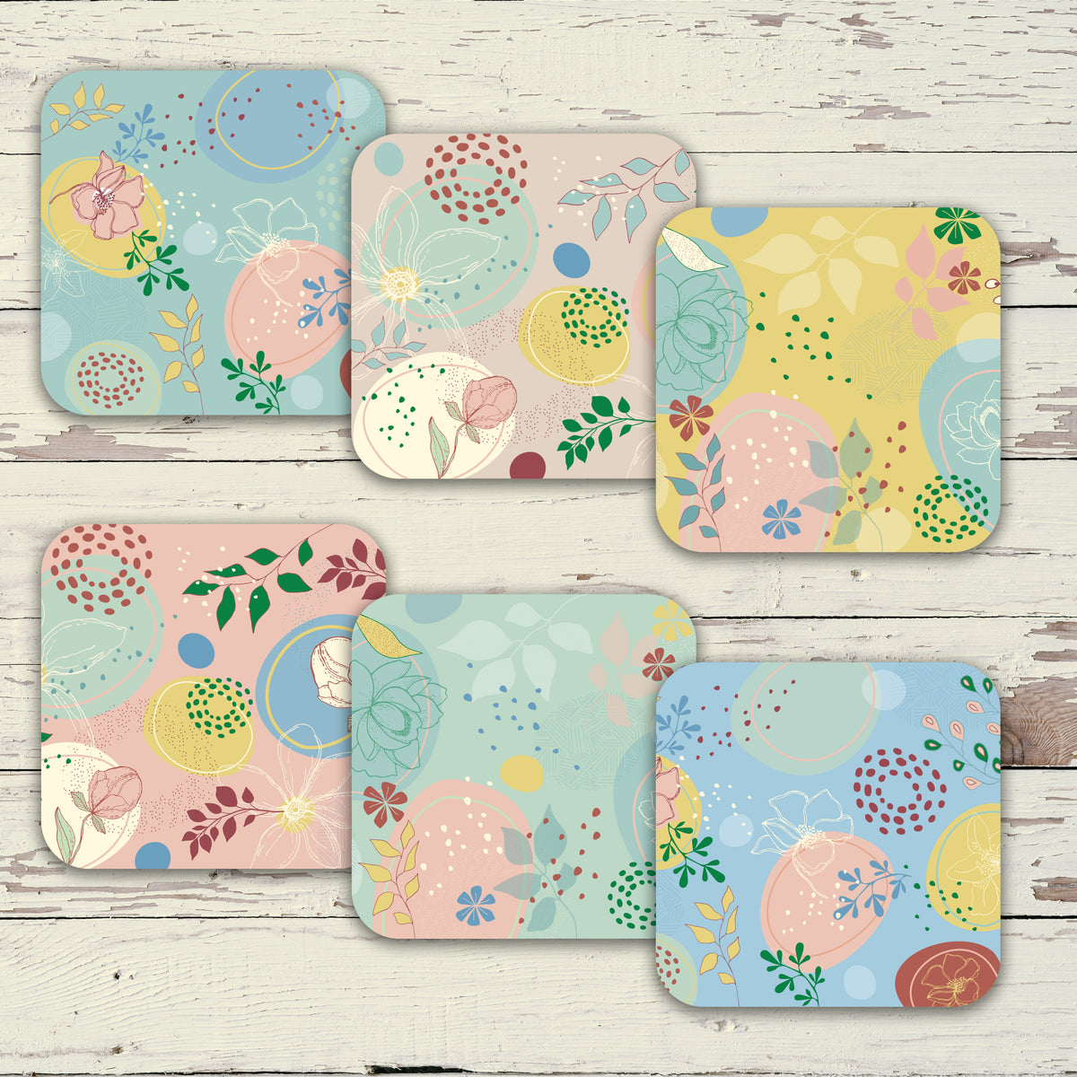 סט תחתיות פיויסי לכוסות- פרחים אלונה