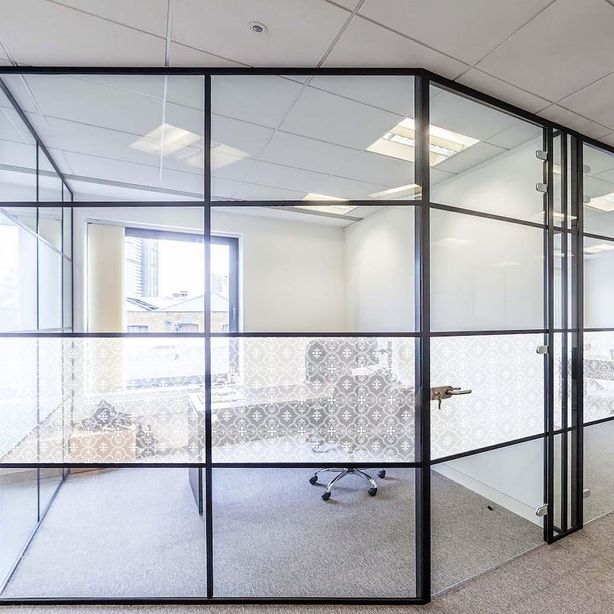 טפט דגם זכוכית סבתא שקוף חלבי למשרד