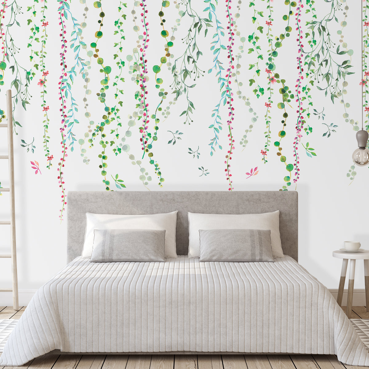 טפט קיר עלים ירוקים יורדים