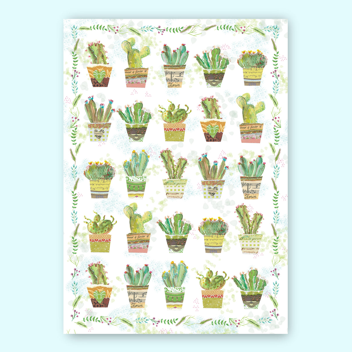 עציצי קקטוסים- הדפס למסגור