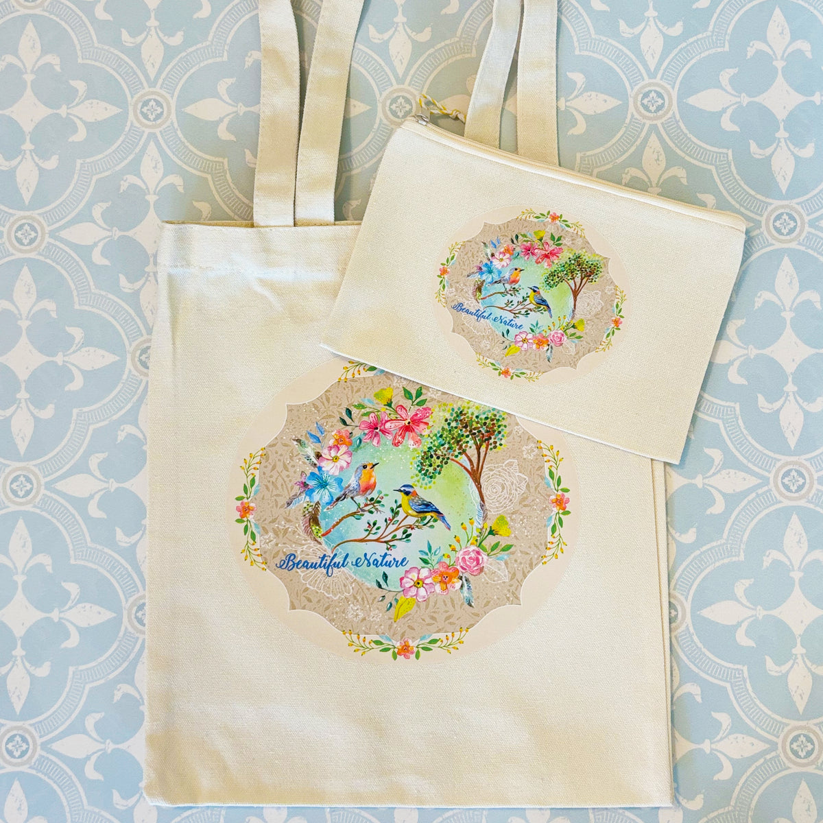 תיק וקלמר תואם מבד- הדפס beautiful nature בז׳