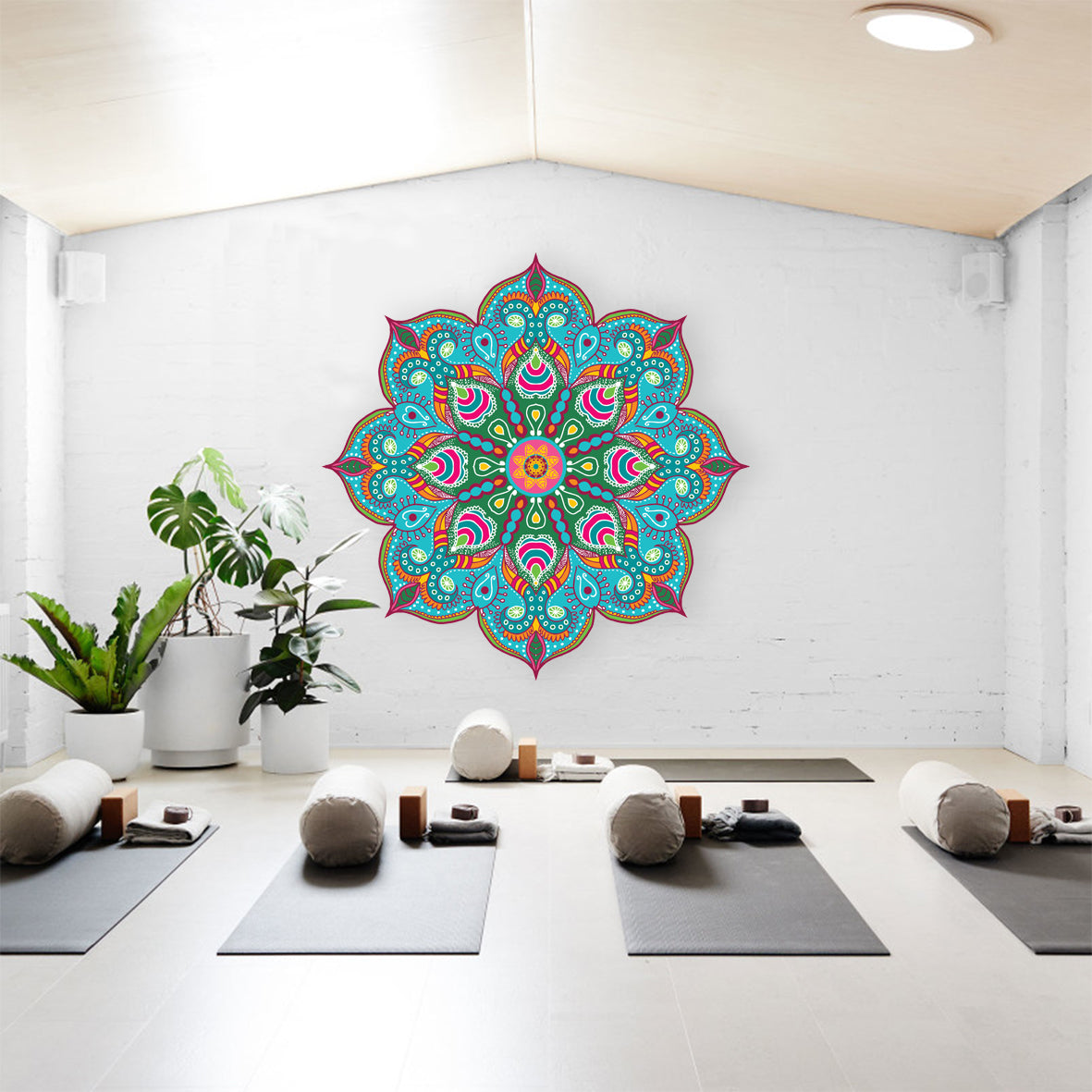 מדבקת קיר מנדלה גדולה במבצע גודל 146 ס״מ- אפריקאית טורקיז