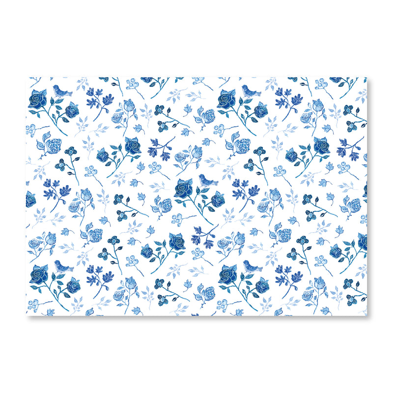 פלייסמט פרחים כחול לבן