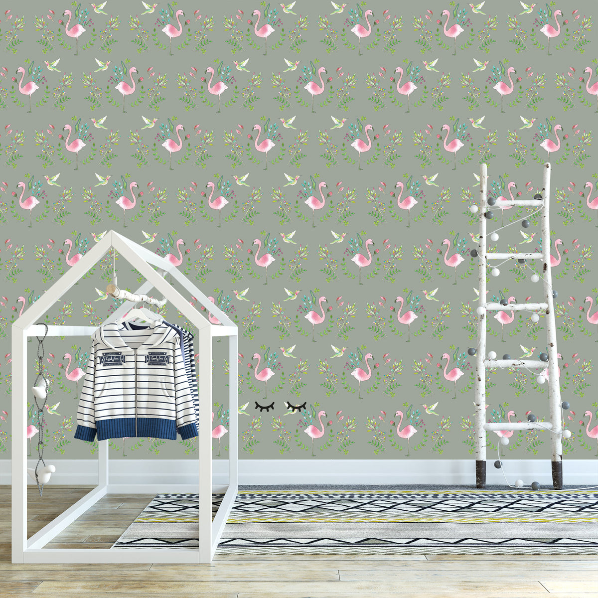 טפט קיר פלמינגו- אפור