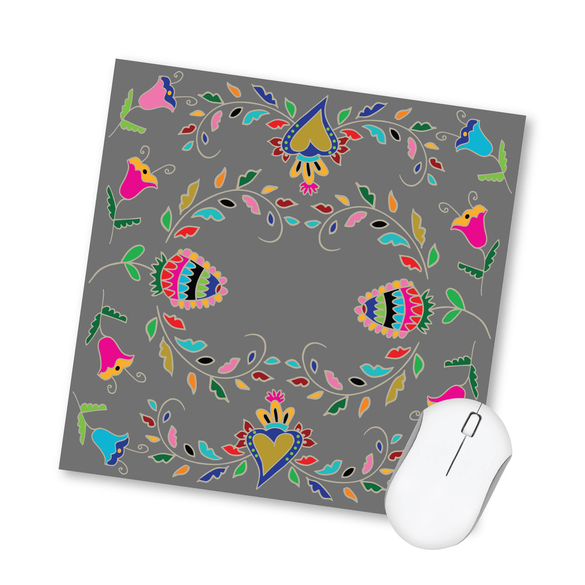 פד מעוצב לעכבר- מקסיקני פרחים אפור