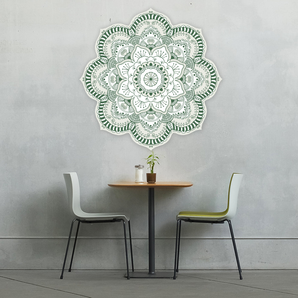 מדבקת קיר מנדלה - ירוק בקבוק
