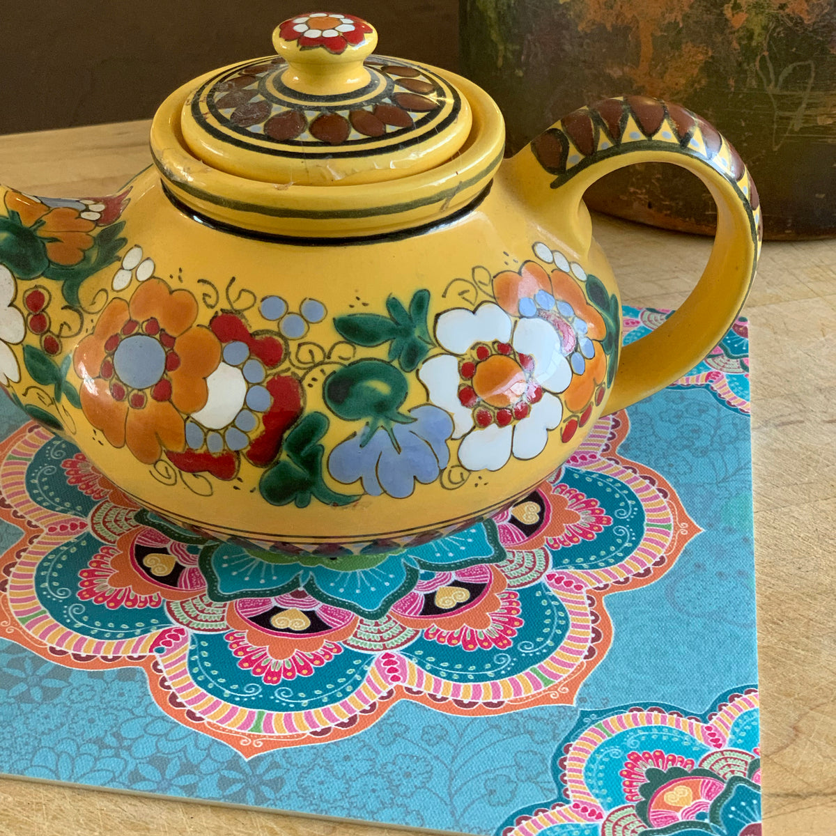 תחתית מנדלה שולחנית לדברים חמים- טורקיז