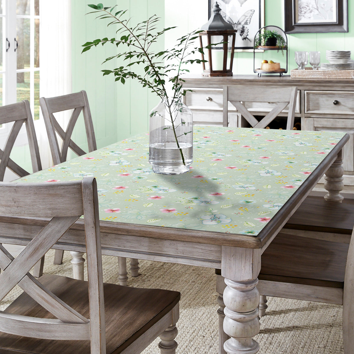 מפת שולחן pvc מלבנית Dreamy Flowers - ירקרק