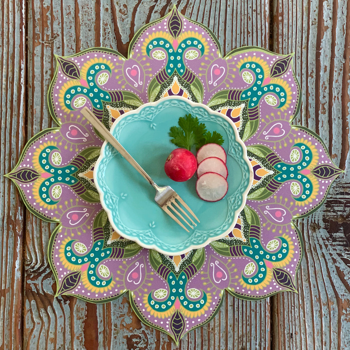 פלייסמט שולחני pvc - מנדלה סגול לילך