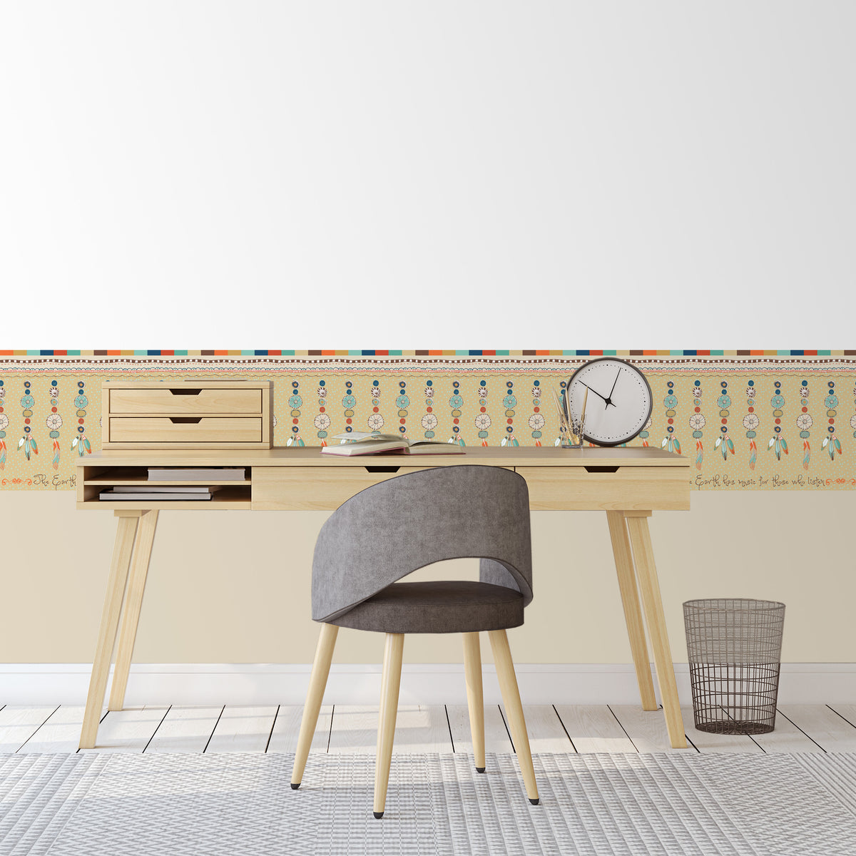 בורדר קיר נוצות אינדיאני חרדל