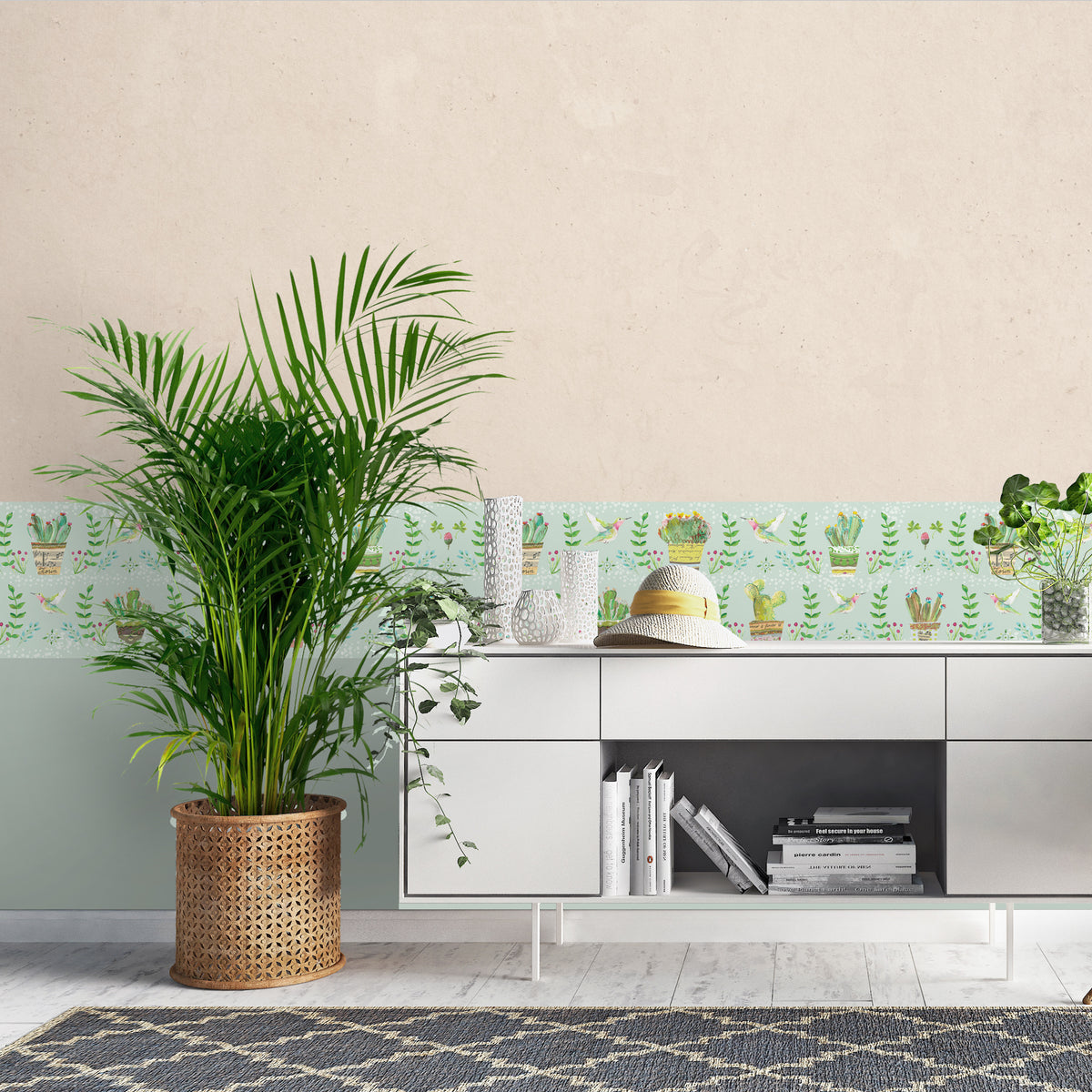 בורדר קיר עציצים ירוק