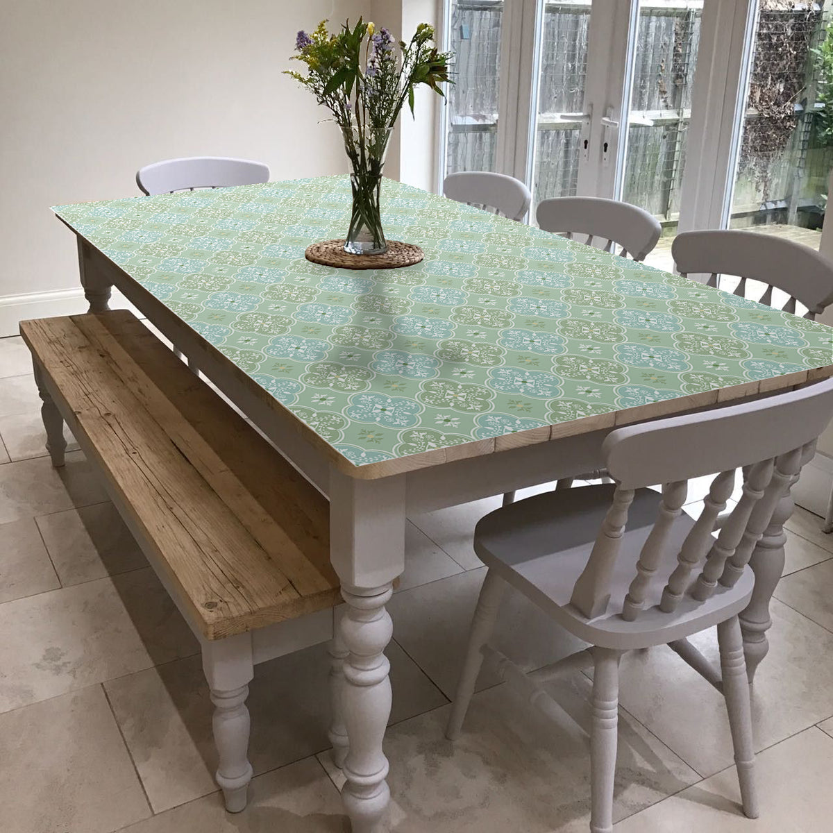 מפת שולחן pvc מלבנית זכוכית סבתא - ירוק