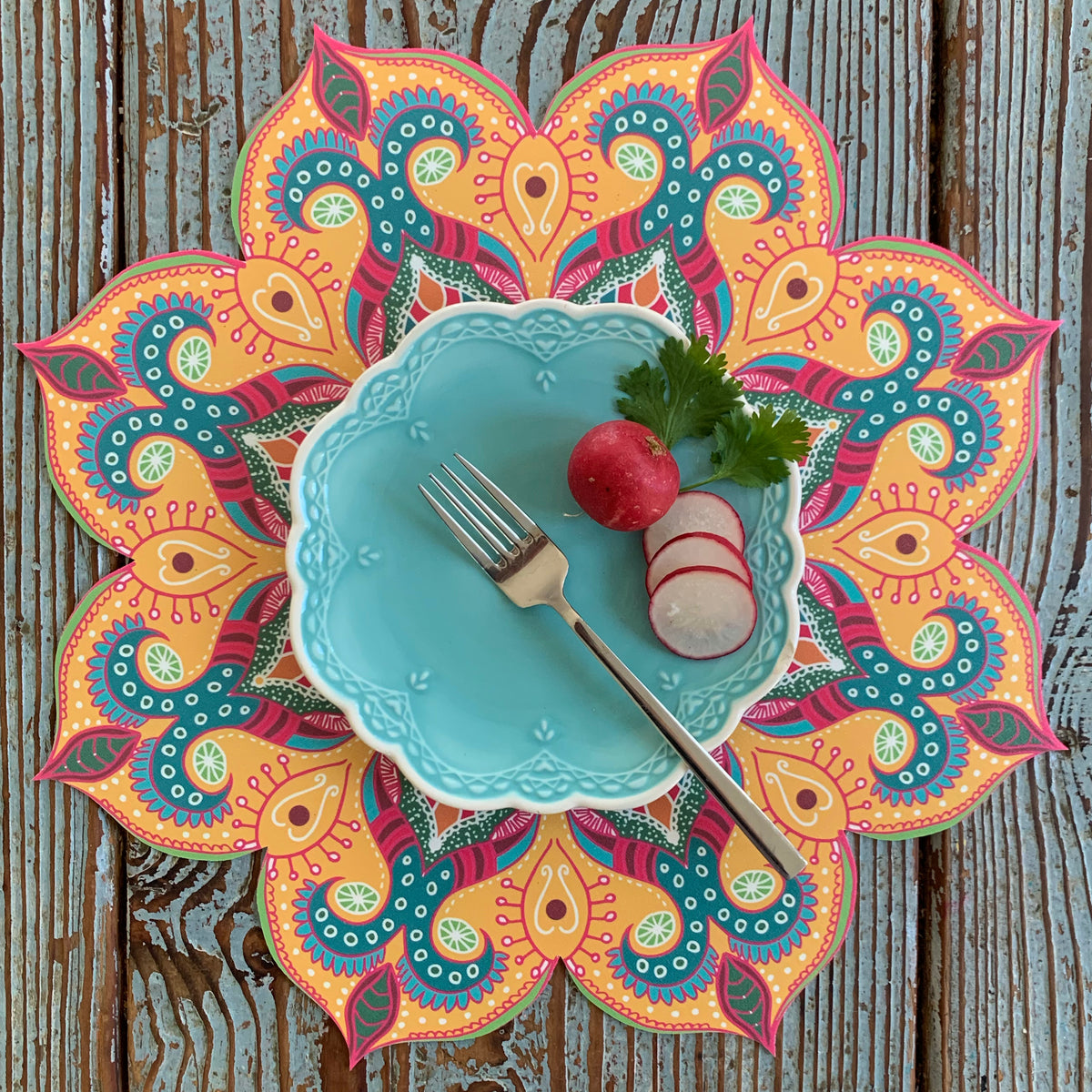 פלייסמט שולחני pvc - מנדלה צהובה אפריקאית