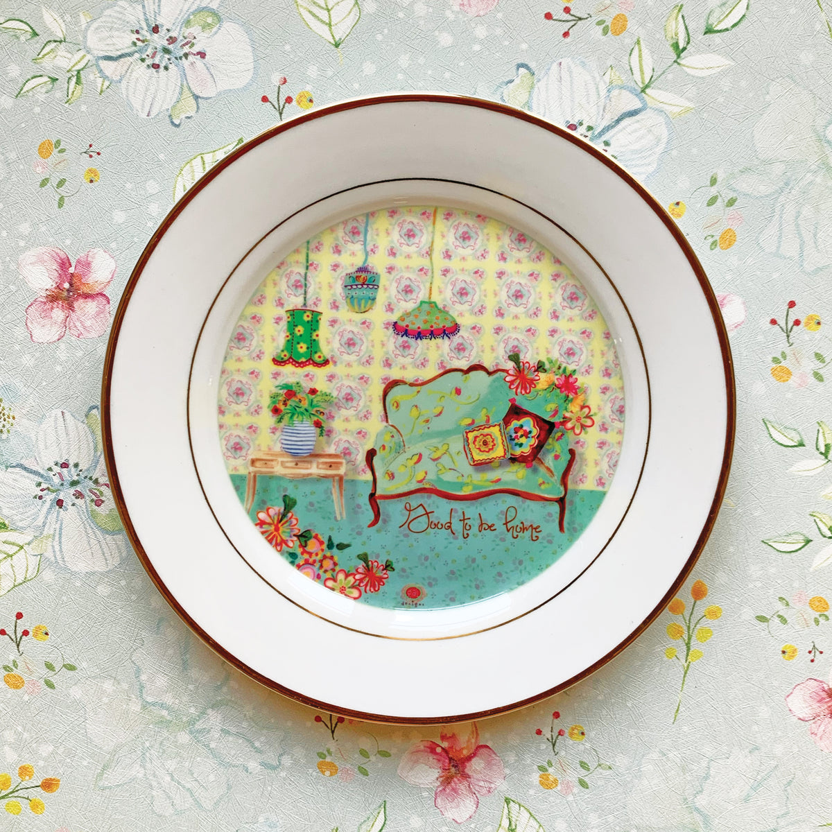 צלחת קרמיקה מודפסת- Good to be home