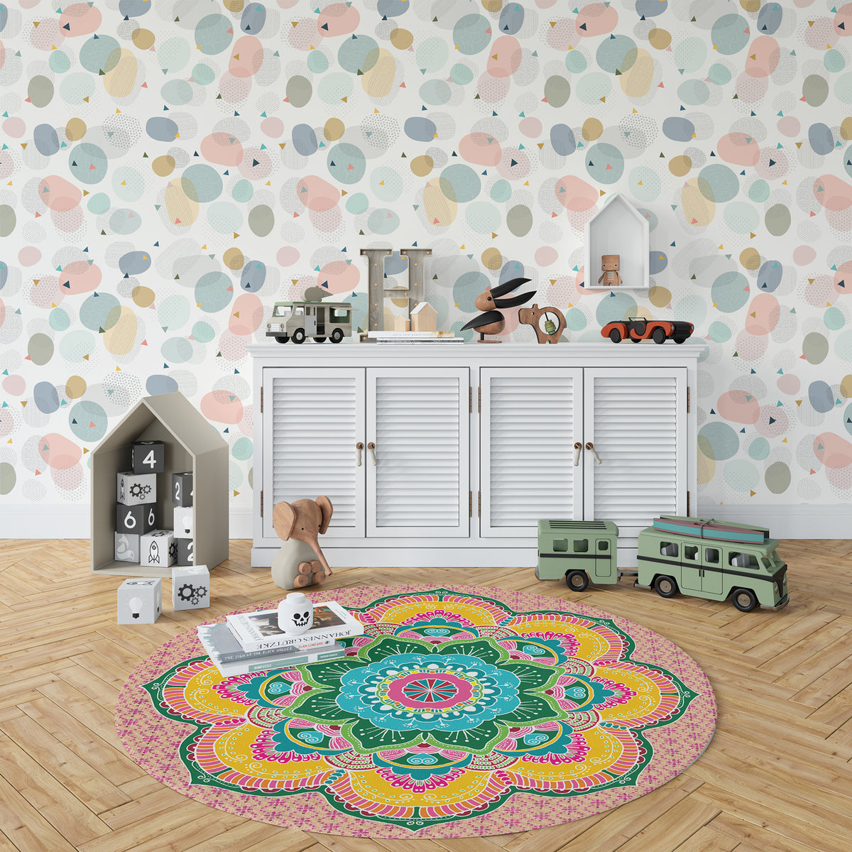 שטיח עגול צורני pvc- מנדלת sunshine