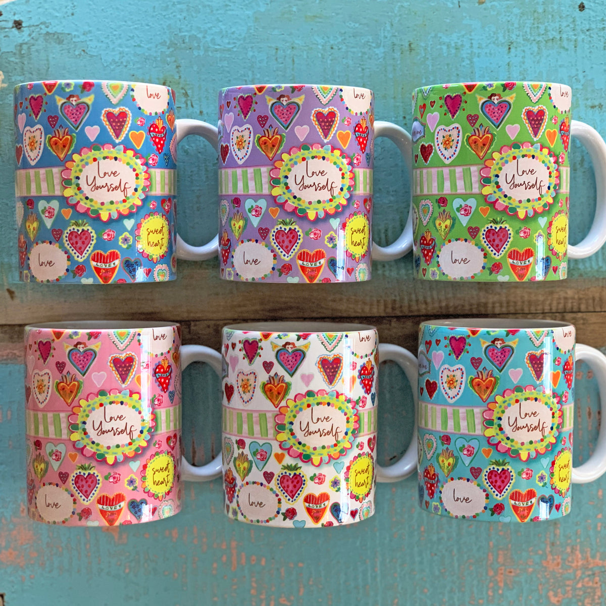 שישיית ספלים משפחתית - לבבות