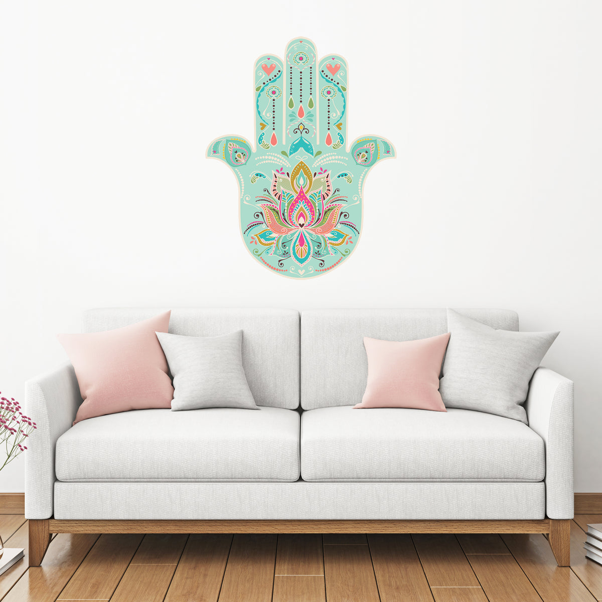 מדבקת קיר חמסה יסמין פסטל