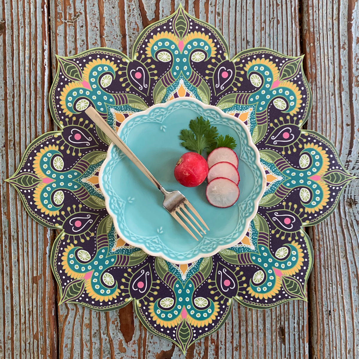 פלייסמט שולחני pvc - מנדלה סגול חציל