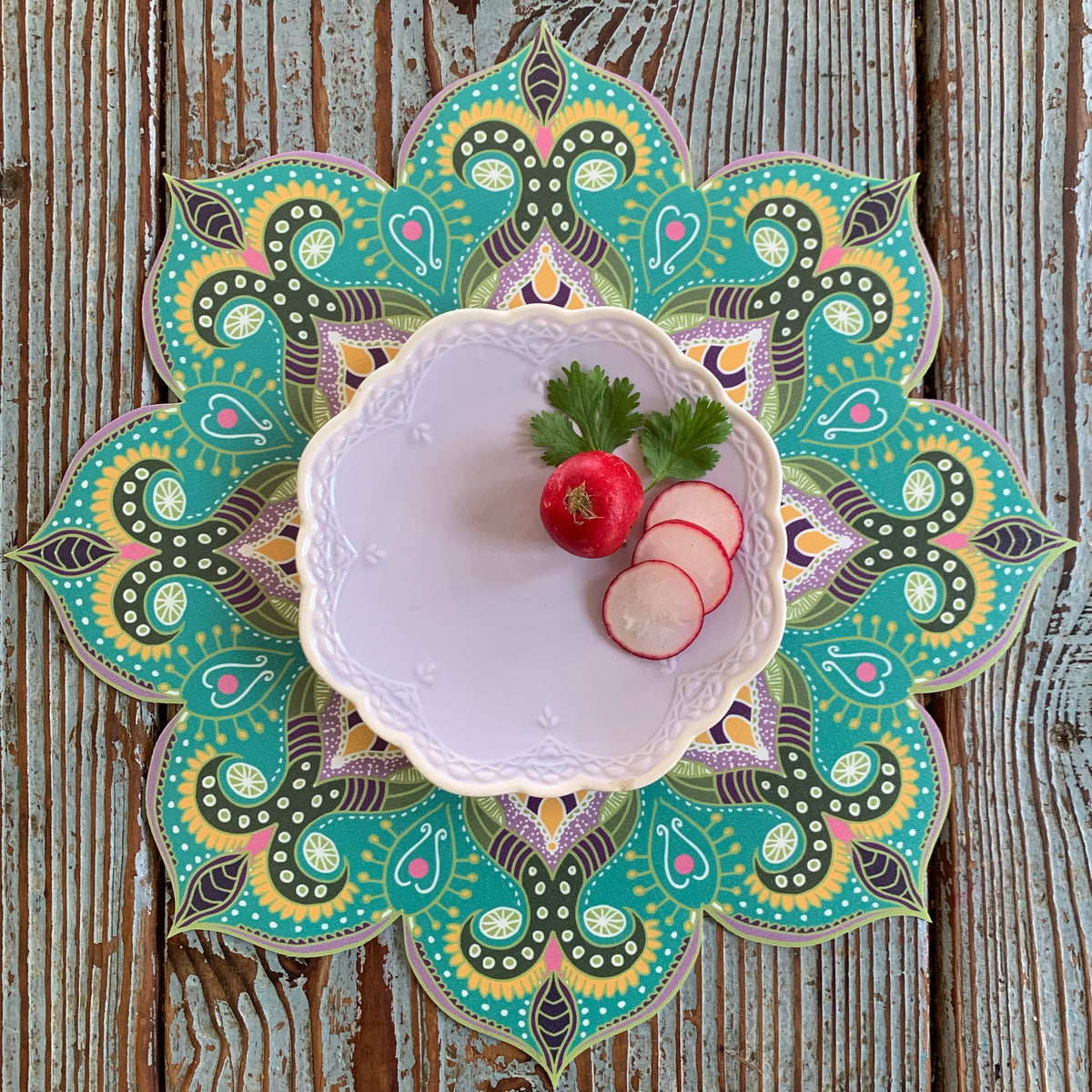 פלייסמט שולחני pvc - מנדלה טורקיז אקווה