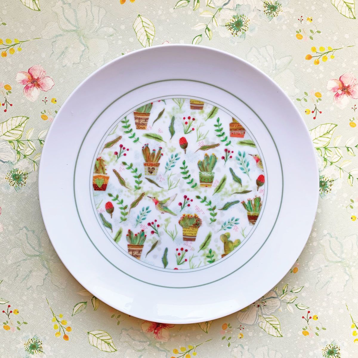 צלחת קרמיקה מודפסת- קקטוסים
