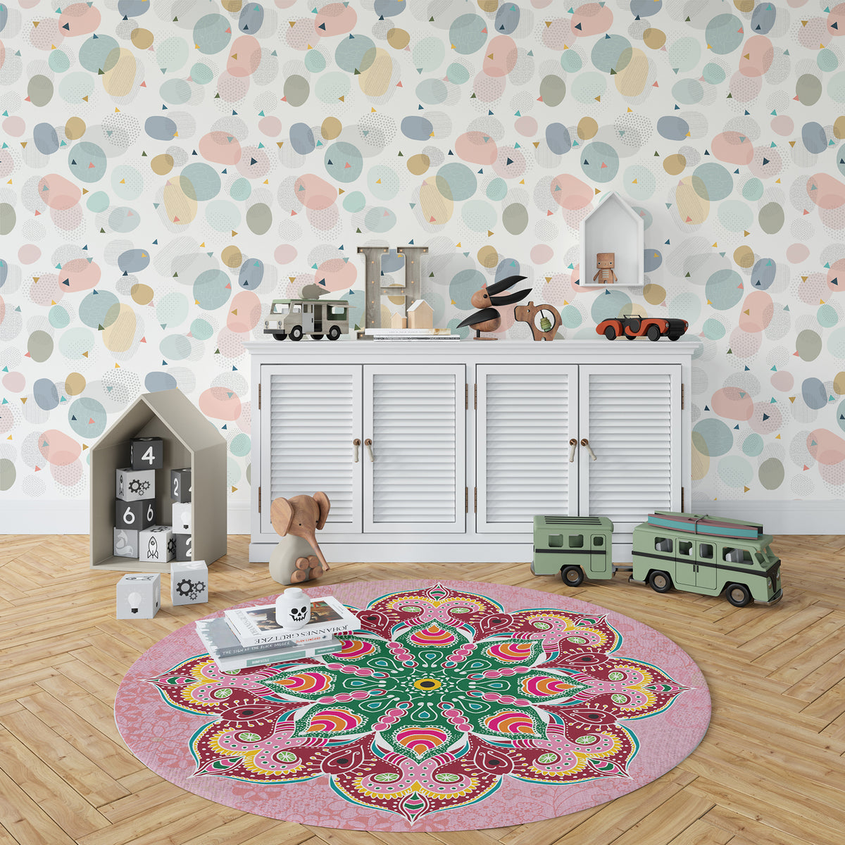 שטיח עגול pvc- מנדלת African Bordeaux