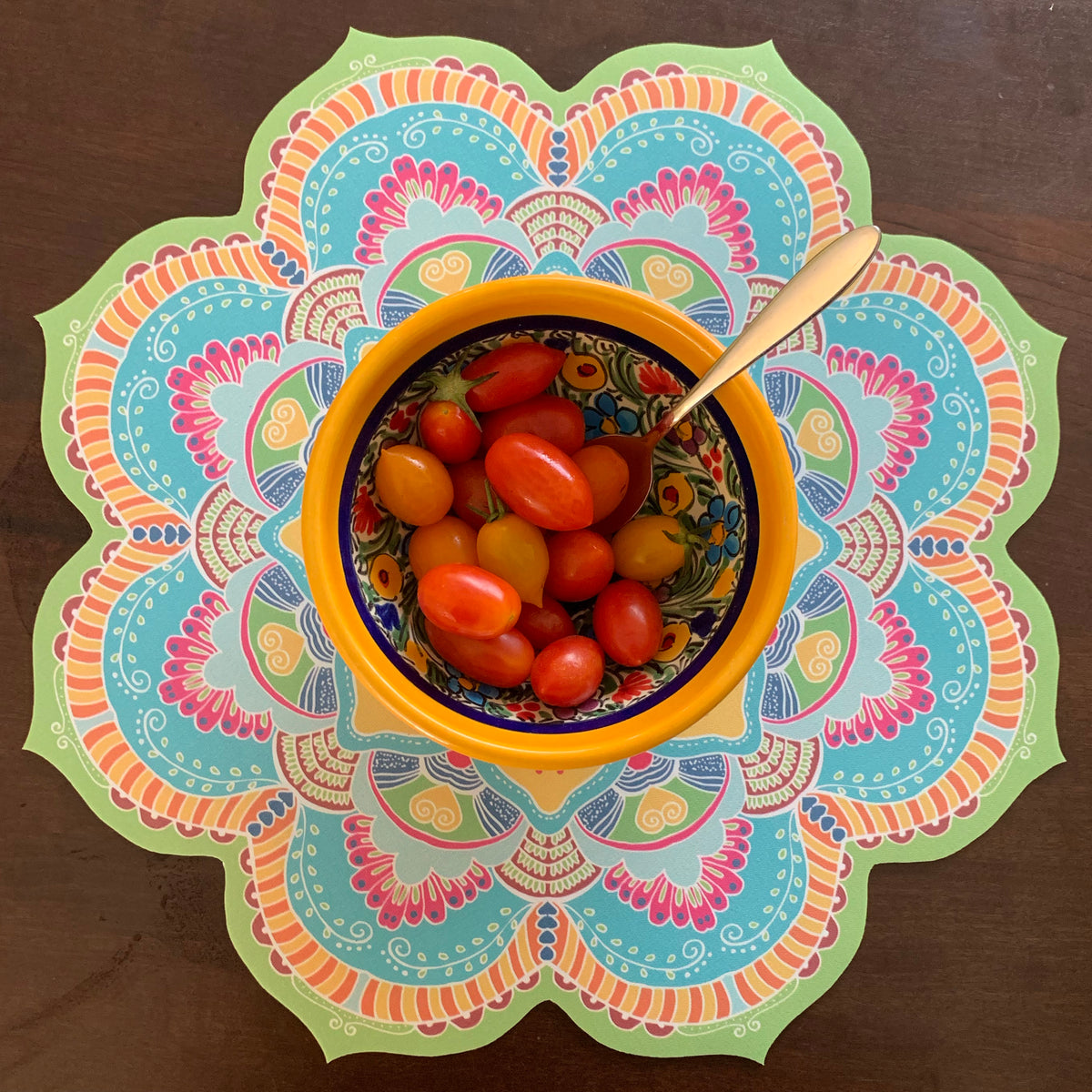 תחתית לדברים חמים- מנדלה צבעונית lemon