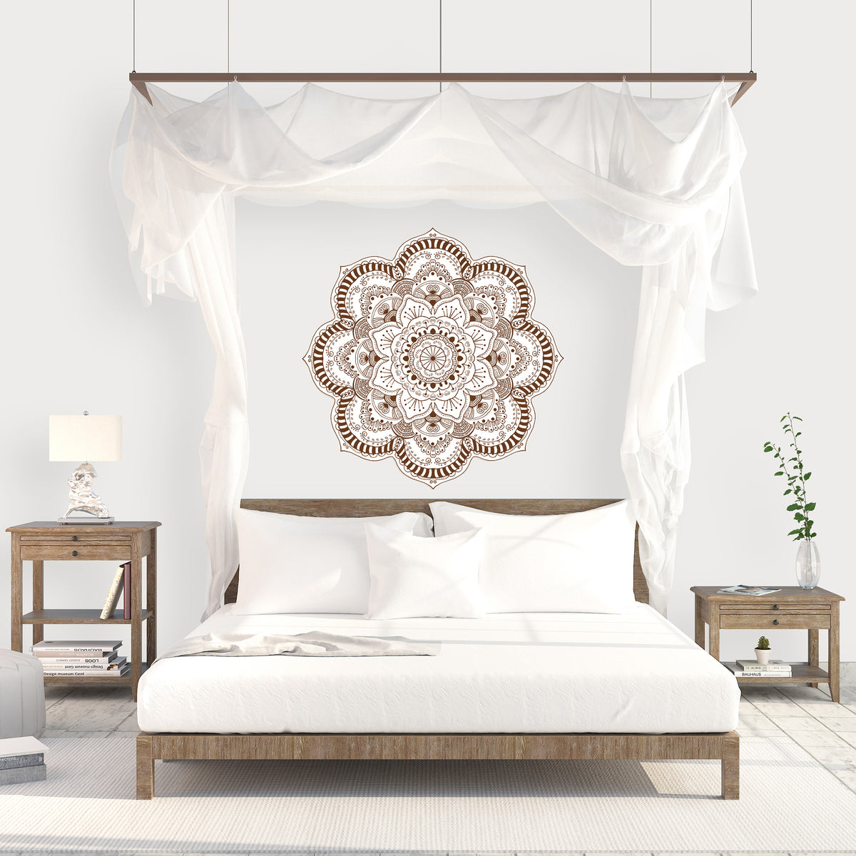 מנדלת קיר גדולה צבע אחד- חום