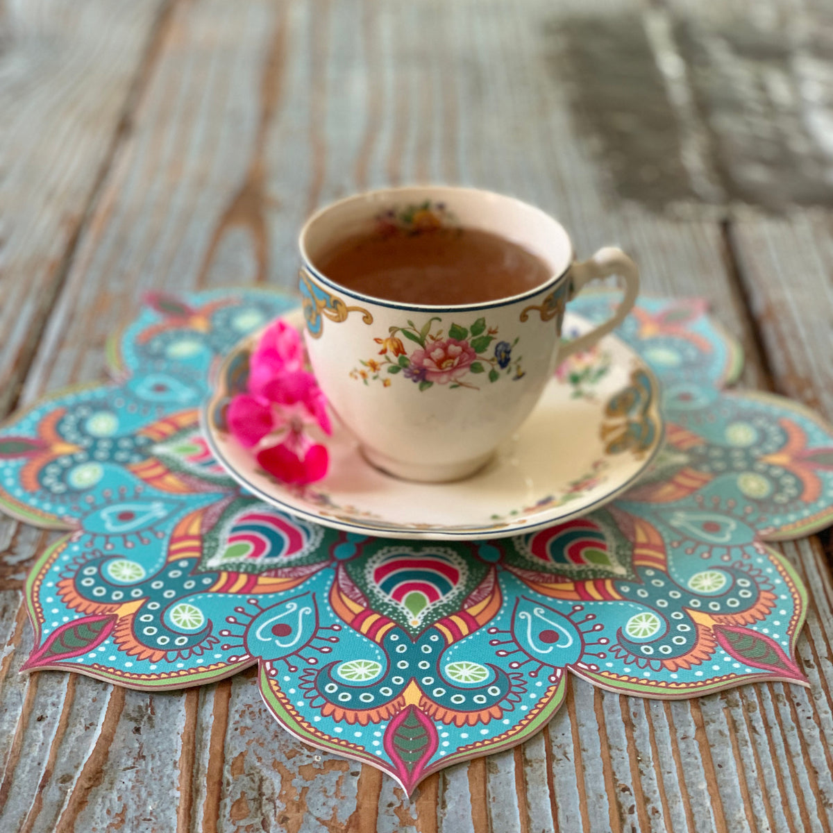 פלייסמט שולחני pvc - מנדלה טורקיז אפריקאית