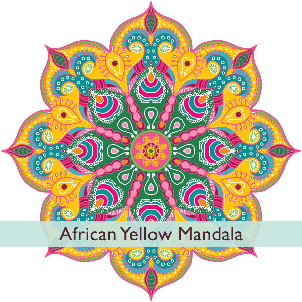 מדבקת קיר מנדלה אפריקאית צהובה גודל 40 ס״מ במבצע