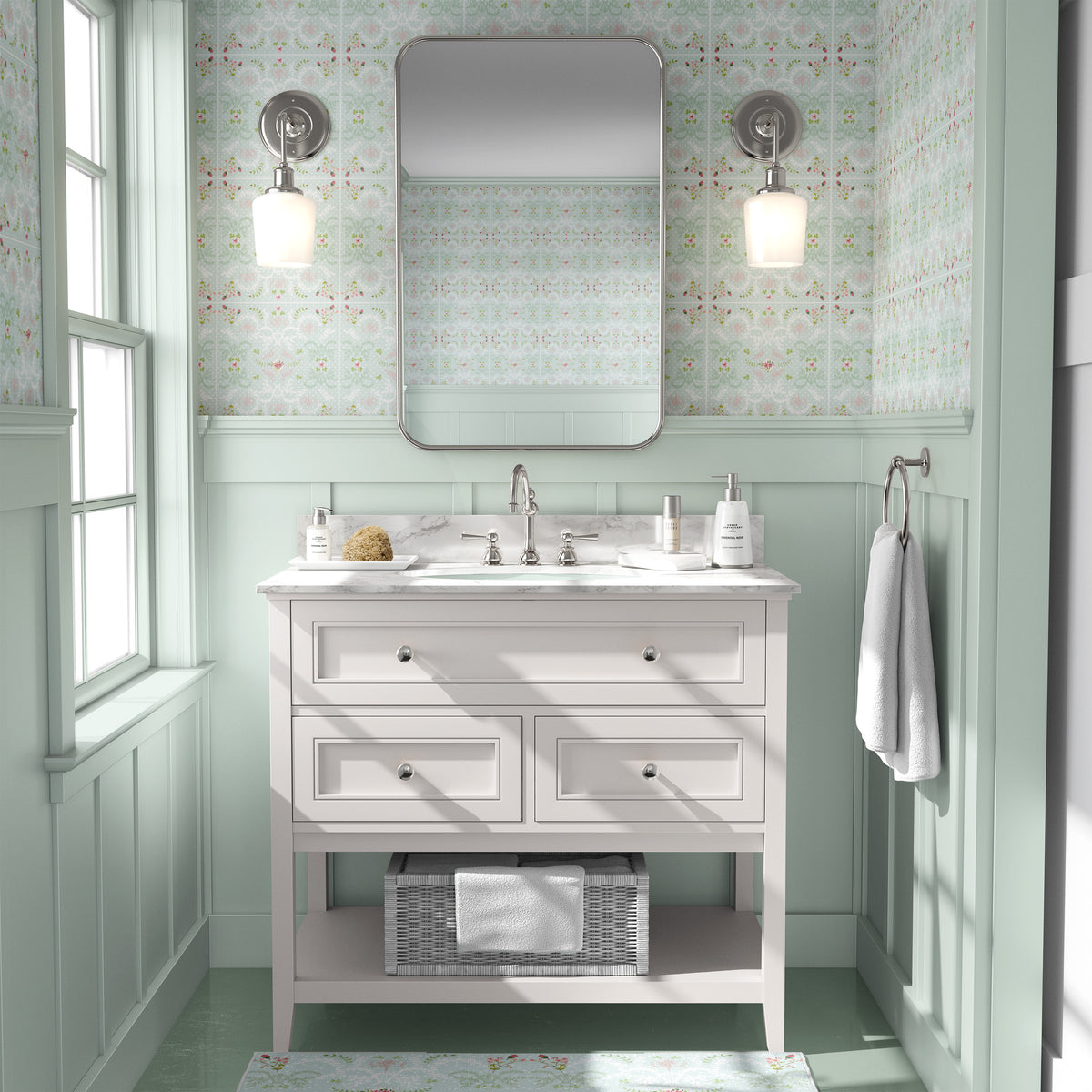 טפט לאמבטיה- כפרי צרפתי מנטה