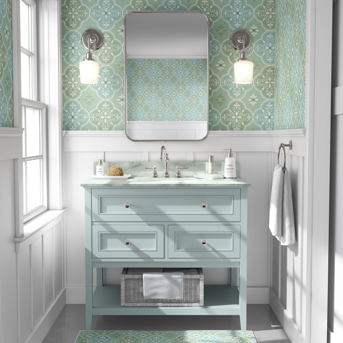 טפט לאמבטיה- זכוכית סבתא ירוק