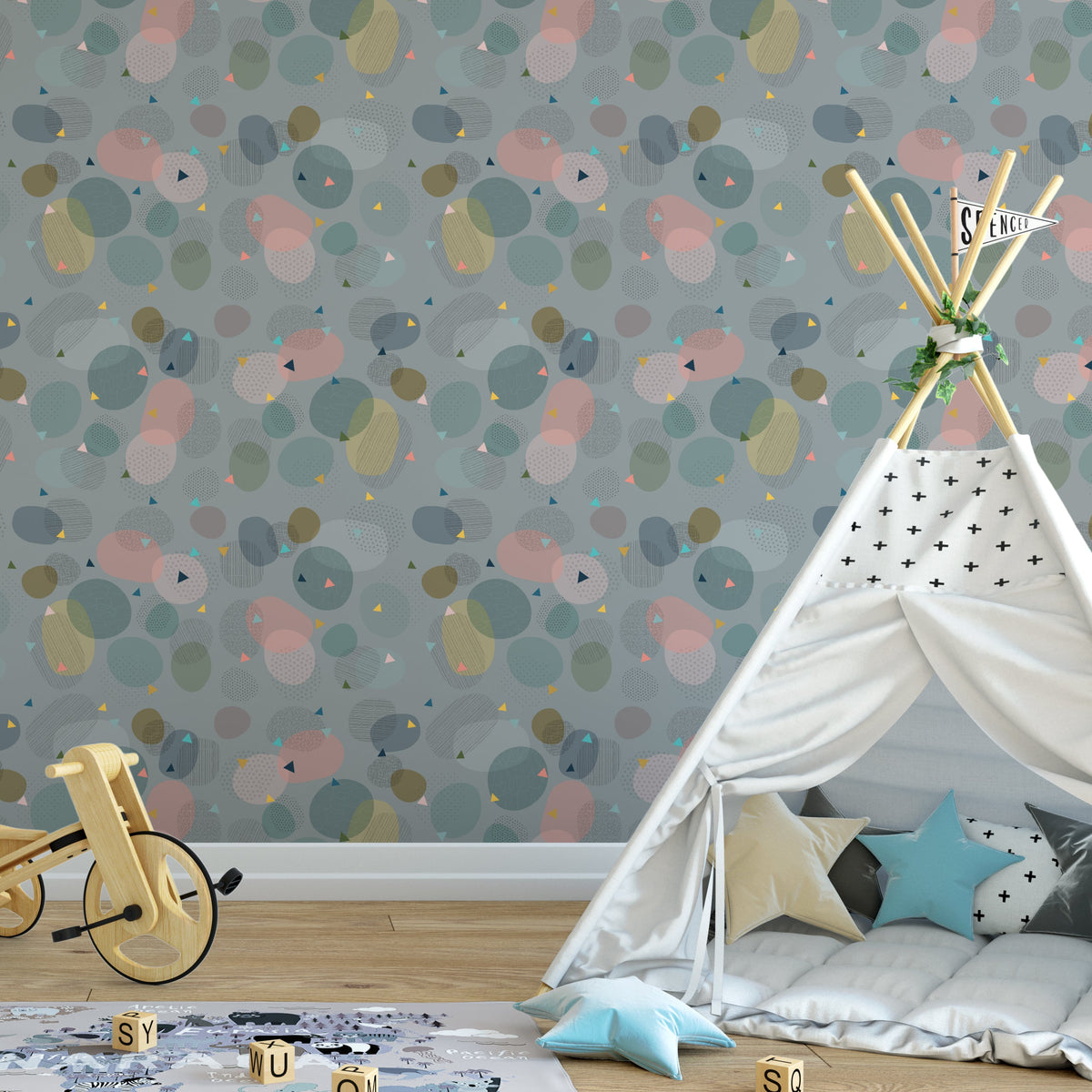 טפט קיר ג׳לי בינס- אפור