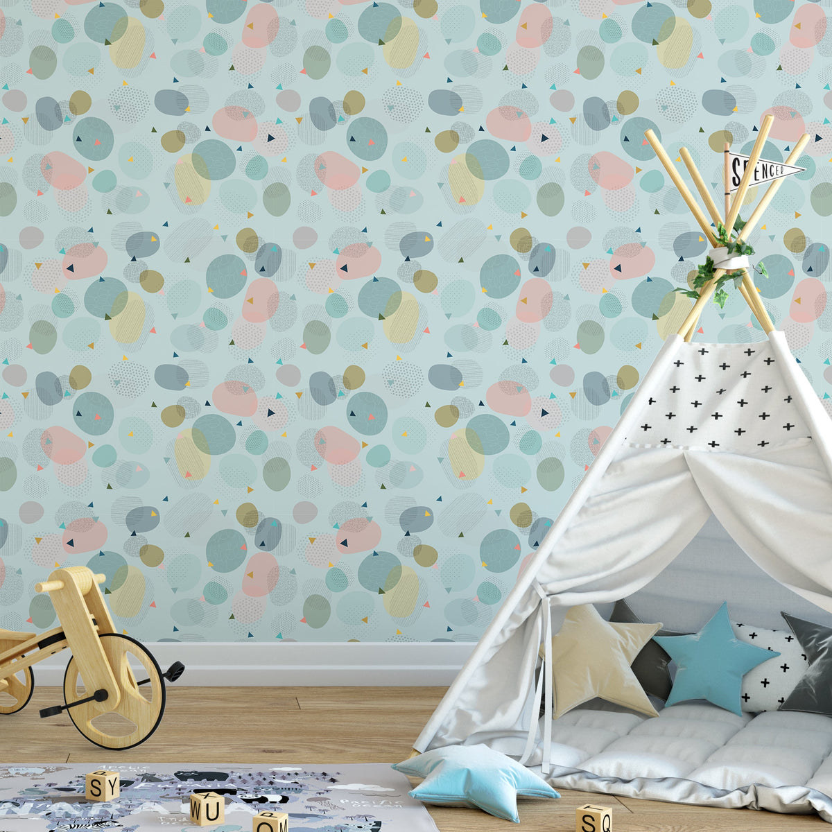 טפט קיר ג׳לי בינס- תכלת