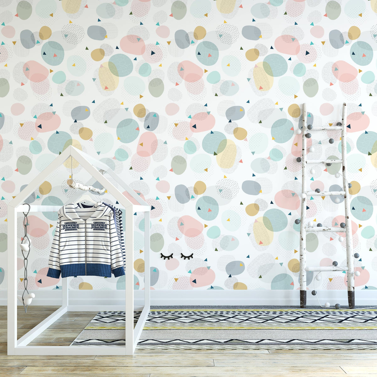 טפט קיר ג׳לי בינס- לבן