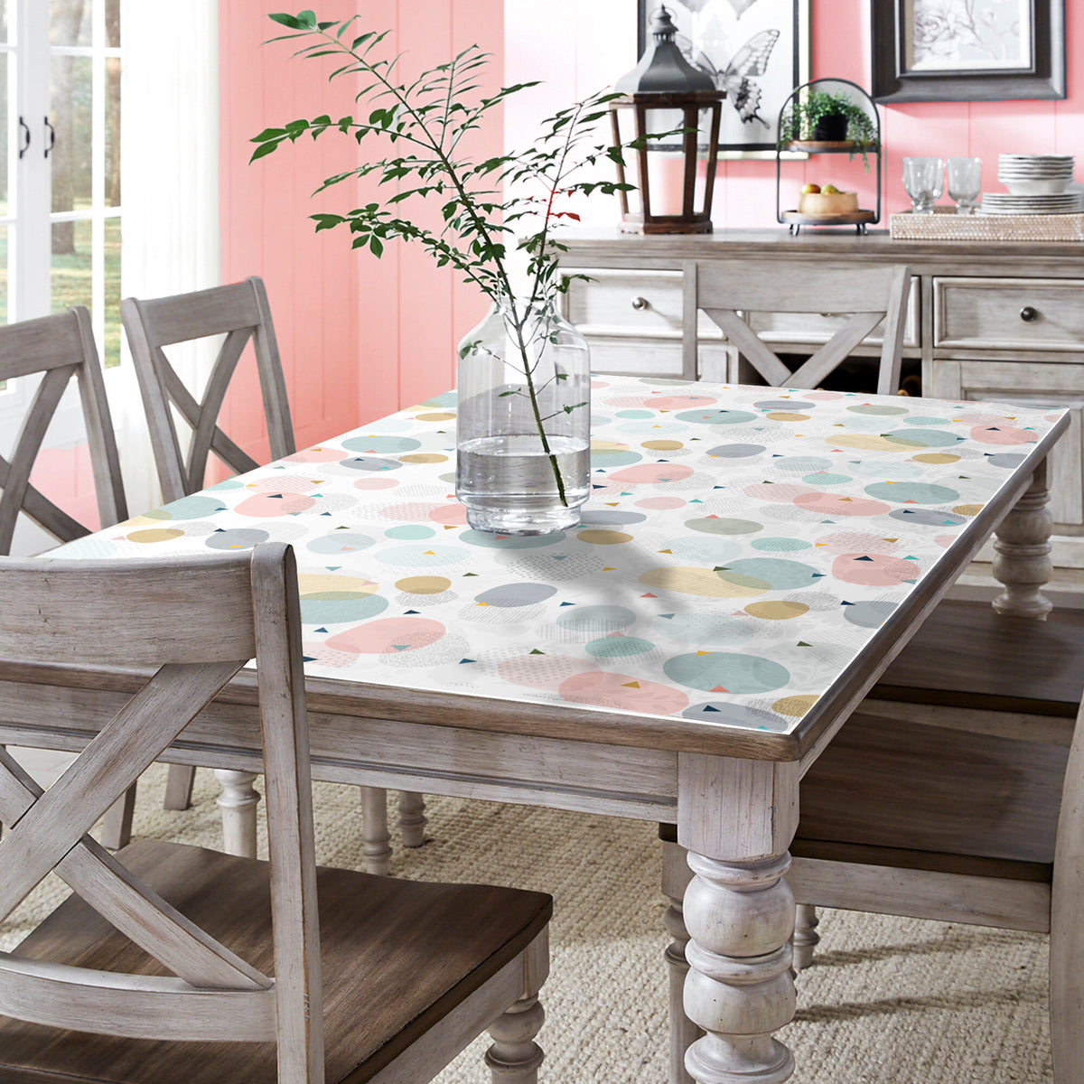 מפת שולחן pvc מלבנית ג'לי בינס - לבן