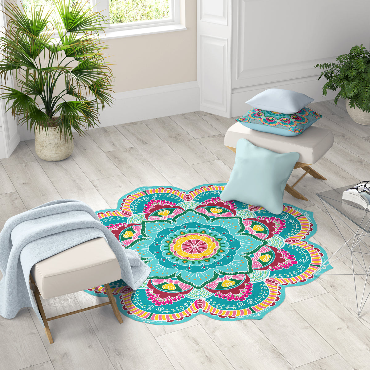 שטיח עגול צורני pvc- מנדלת blueberries