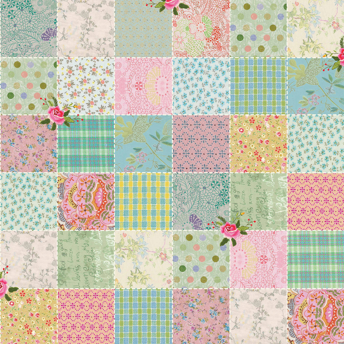 שטיח pvc-  דוגמת טלאים כהה