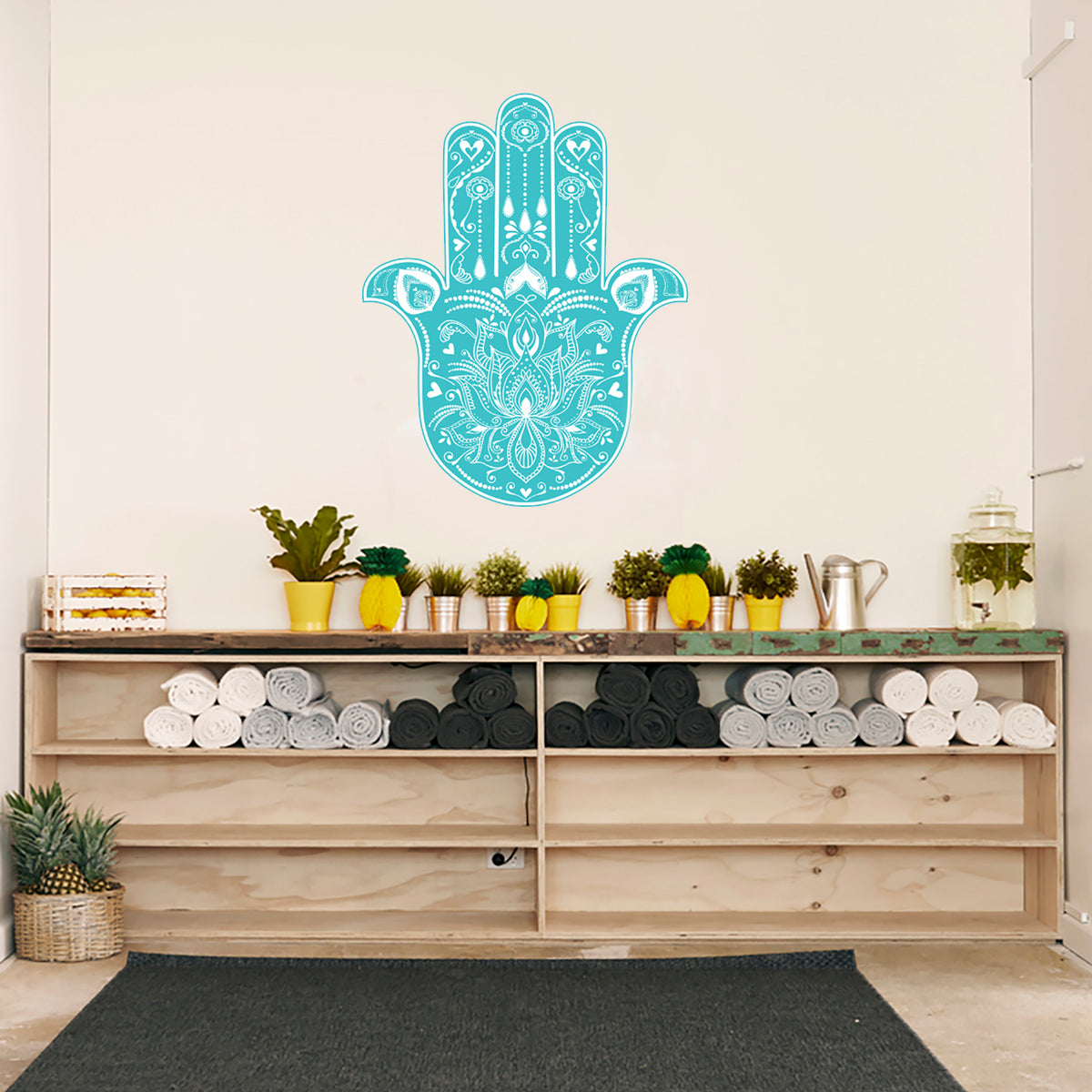 מדבקת קיר חמסה מונו טורקיז