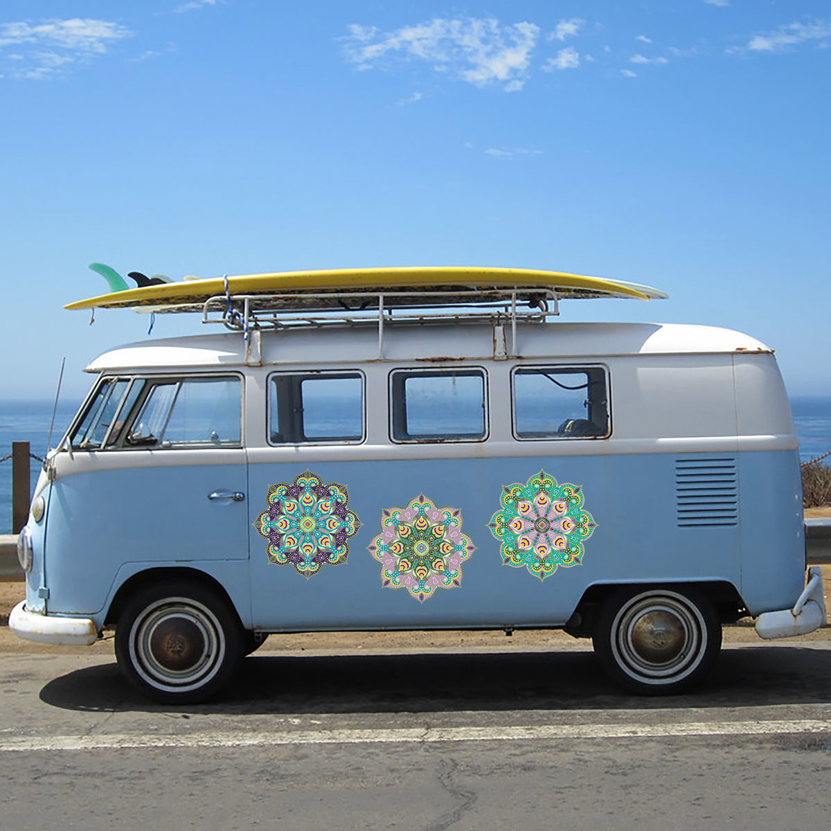 סט מדבקות מנדלות בגווני סגול לרכב